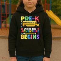 Pre-K Where The Adventure Begins PreK Teacher Back To Kids Hoodie thumb 3