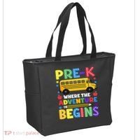 Pre-K Where The Adventure Begins PreK Teacher Back To Tote Bag thumb 2
