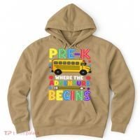 Pre-K Where The Adventure Begins PreK Teacher Back To Hoodie thumb 0
