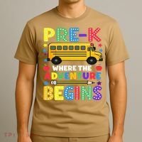 Pre-K Where The Adventure Begins PreK Teacher Back To T-Shirt thumb 3