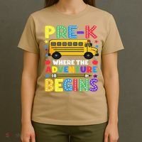 Pre-K Where The Adventure Begins PreK Teacher Back To T-Shirt thumb 4