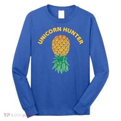 Polyamory With Upside Down Pineapple And Unicorn Hunter Gift Long Sleeve Shirt