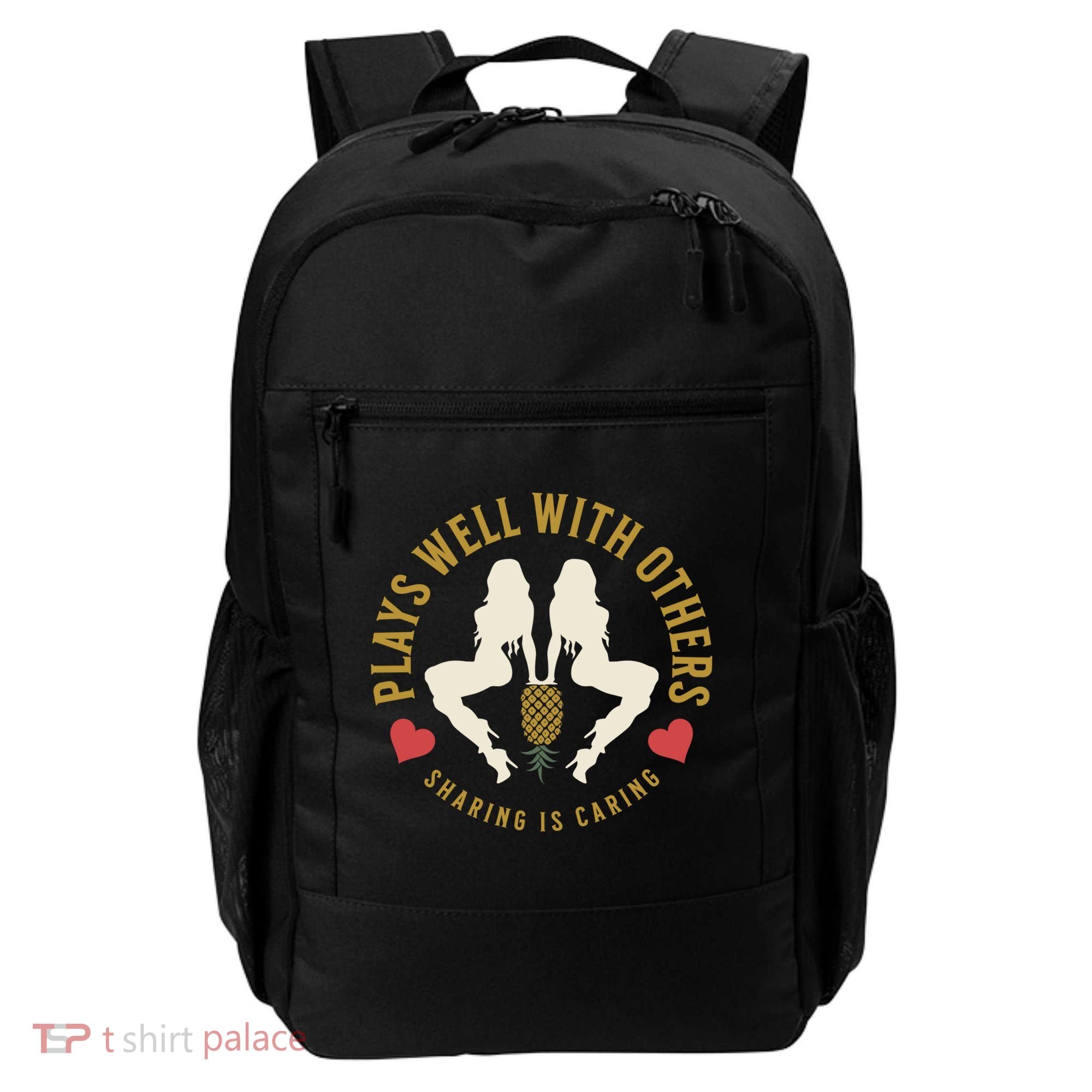 Plays Well With Others Swinger Couples Upside Down Pineapple Gift Backpack