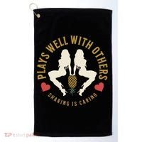 Plays Well With Others Swinger Couples Upside Down Pineapple Gift Golf Towel thumb 0