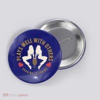Plays Well With Others Swinger Couples Upside Down Pineapple Gift Button thumb 0