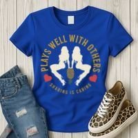 Plays Well With Others Swinger Couples Upside Down Pineapple Gift Women's T-Shirt thumb 3