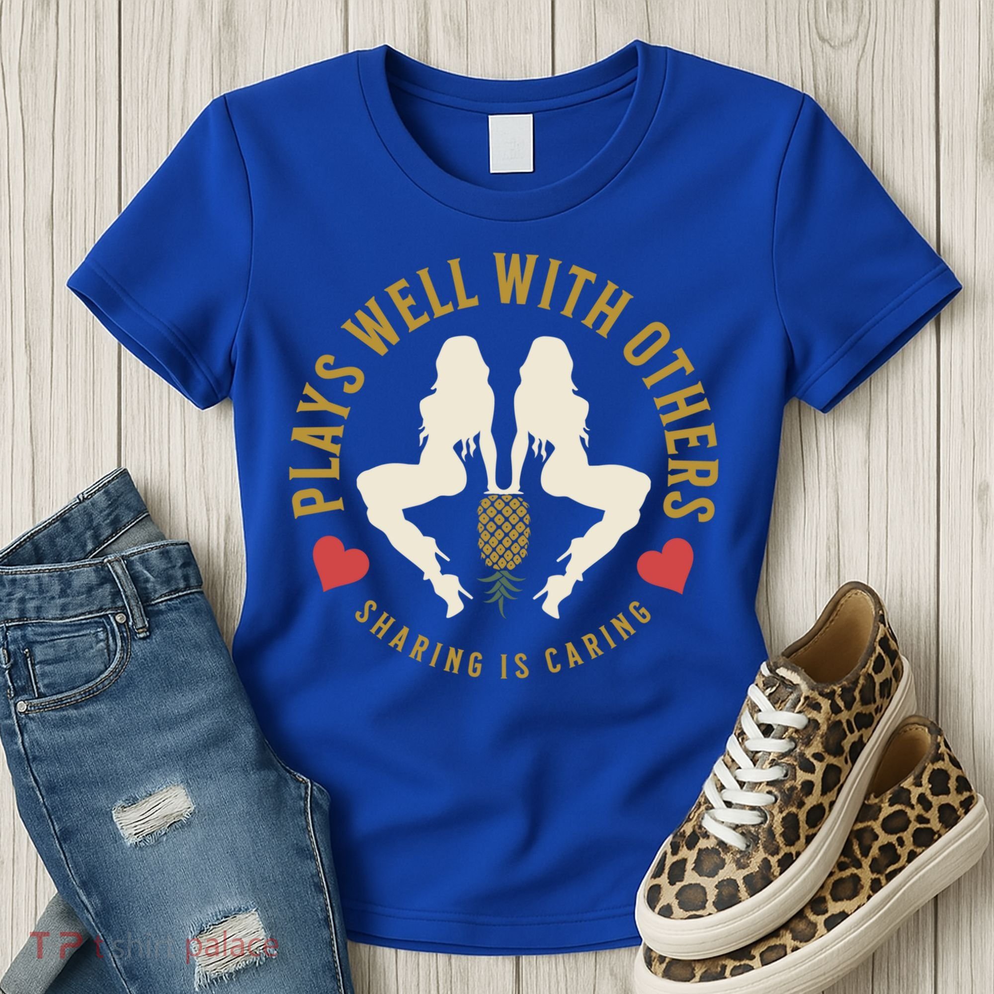 Plays Well With Others Swinger Couples Upside Down Pineapple Gift Women's T-Shirt