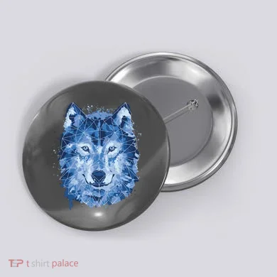 Polygon Wolf Wild Animal Button