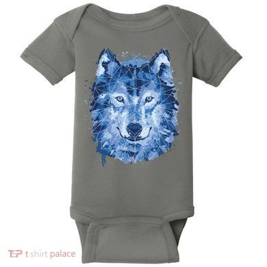 Polygon Wolf Wild Animal Baby Bodysuit