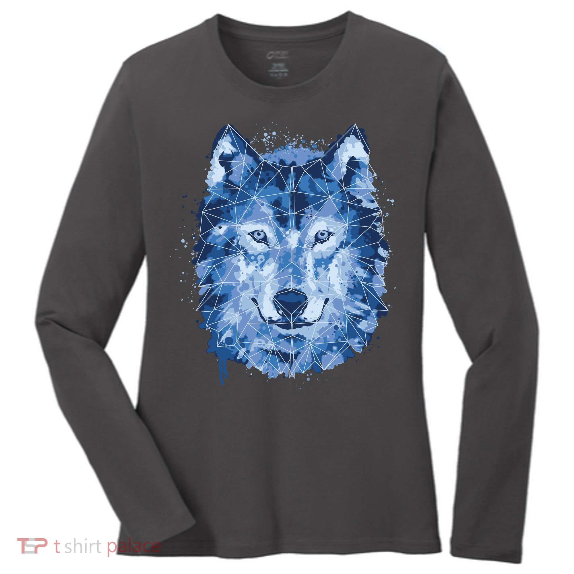 Polygon Wolf Wild Animal Women's Long Sleeve Shirt