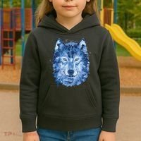 Polygon Wolf Wild Animal Kids Hoodie thumb 3