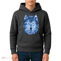 Polygon Wolf Wild Animal Kids Hoodie thumb 4