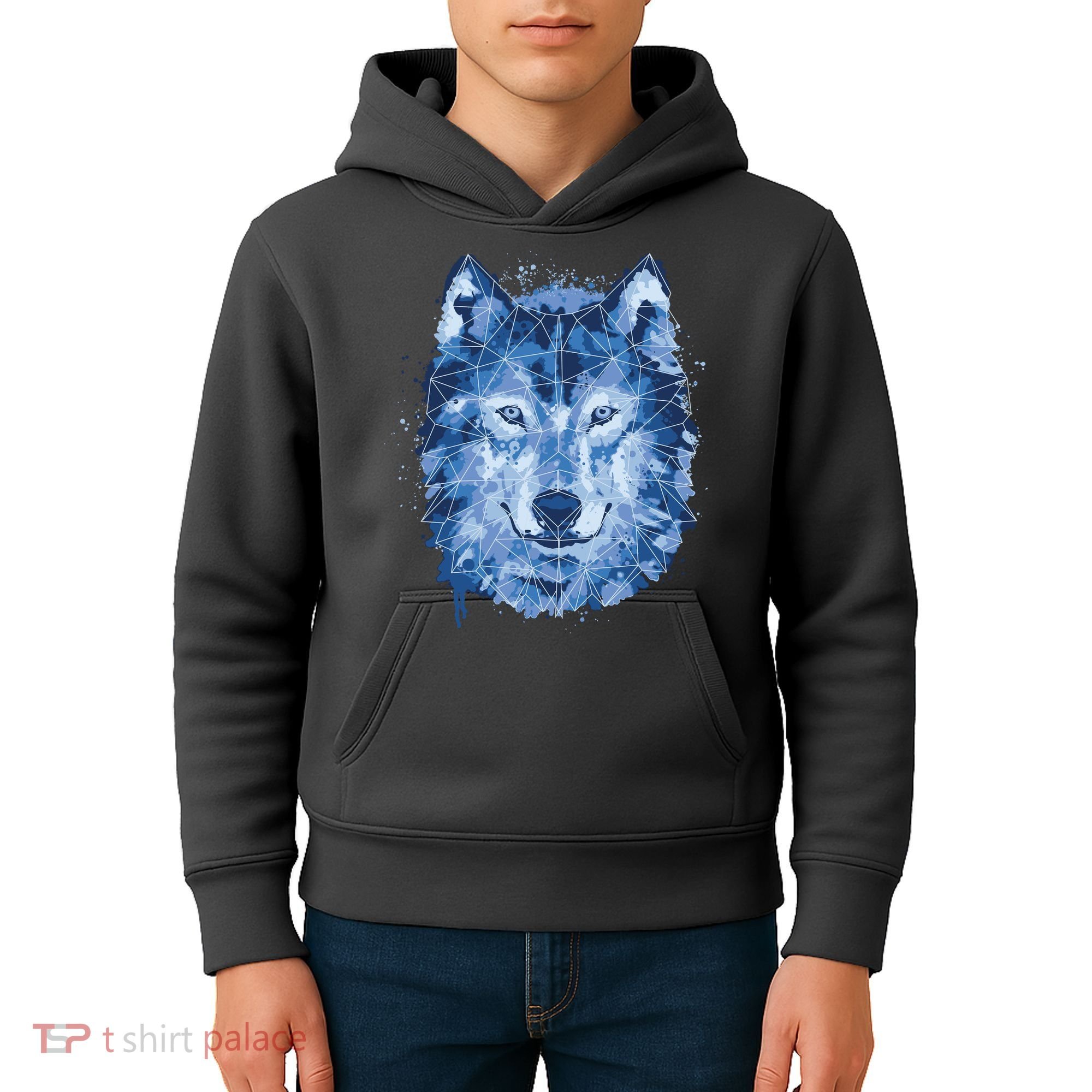 Polygon Wolf Wild Animal Kids Hoodie