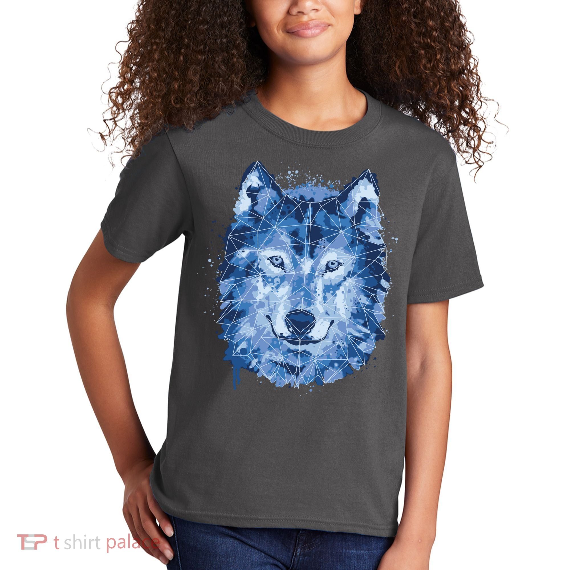 Polygon Wolf Wild Animal Kids T-Shirt