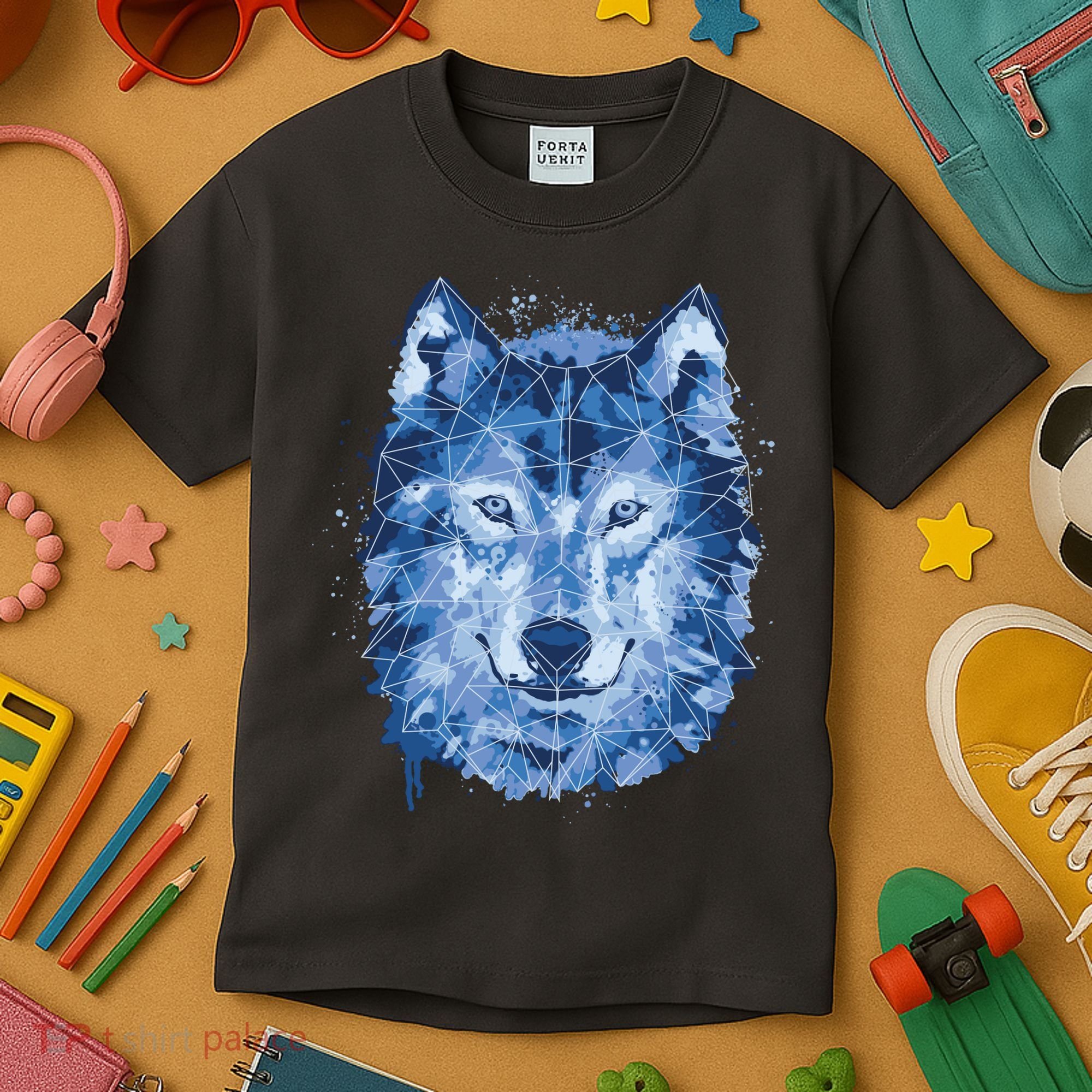 Polygon Wolf Wild Animal Kids T-Shirt