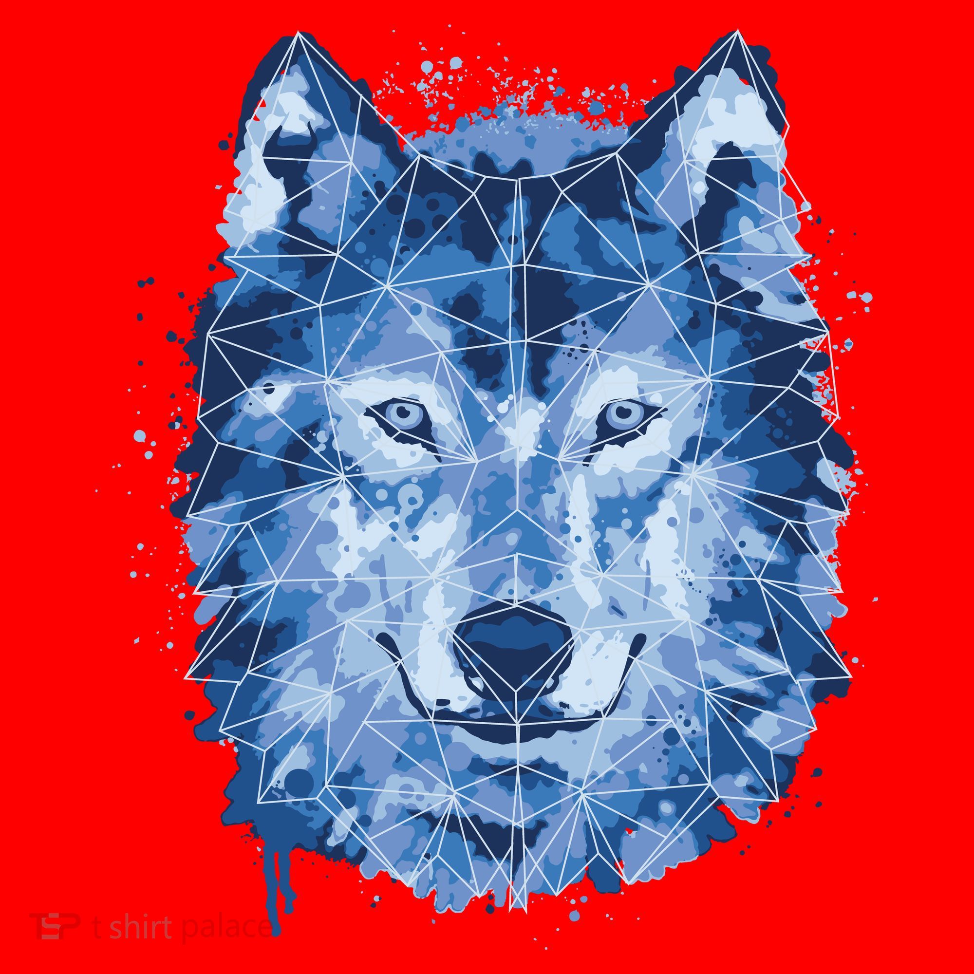 Polygon Wolf Wild Animal Santa Hat