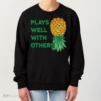 Plays Well With Others Upside Down Pineapple Meaningful Gift Polyamory Gift Women's Sweatshirt thumb 0