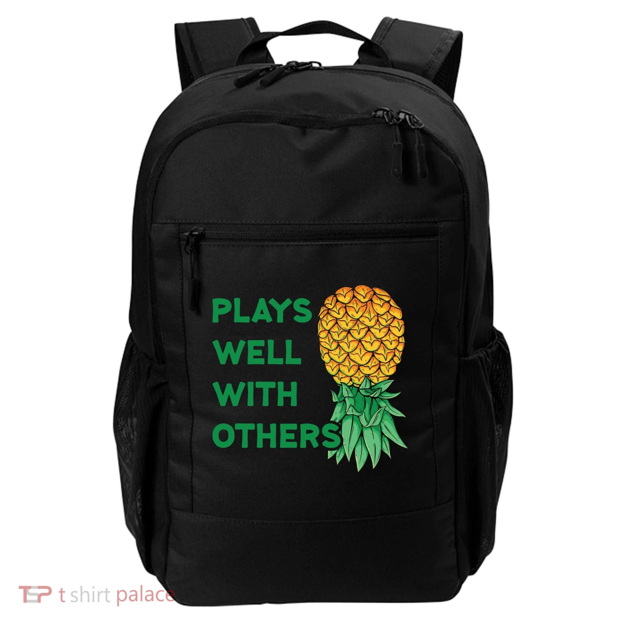 Plays Well With Others Upside Down Pineapple Meaningful Gift Polyamory Gift Backpack