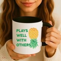 Plays Well With Others Upside Down Pineapple Meaningful Gift Polyamory Gift Coffee Mug thumb 3