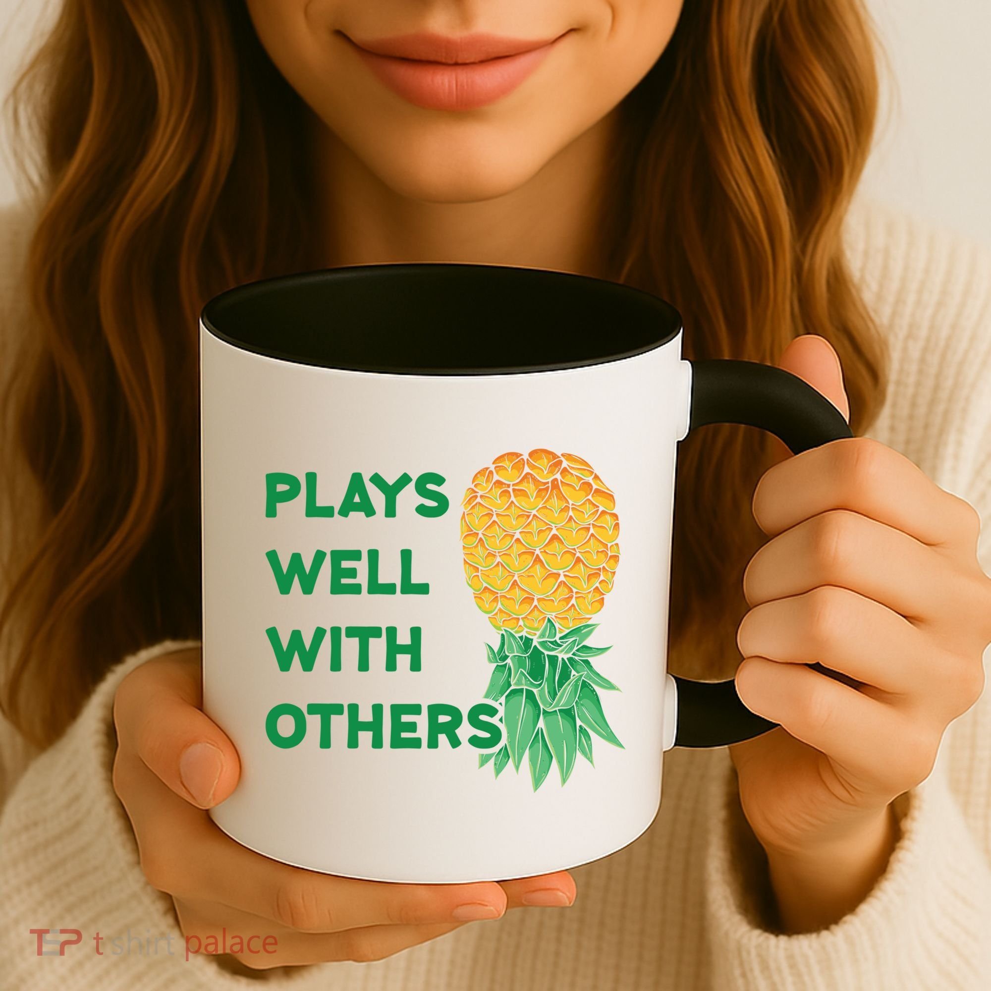 Plays Well With Others Upside Down Pineapple Meaningful Gift Polyamory Gift Coffee Mug
