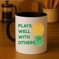 Plays Well With Others Upside Down Pineapple Meaningful Gift Polyamory Gift Coffee Mug thumb 4