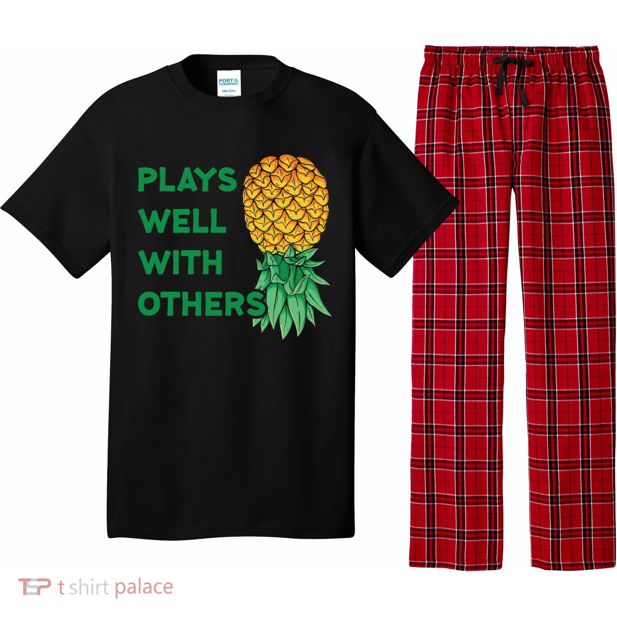 Plays Well With Others Upside Down Pineapple Meaningful Gift Polyamory Gift Pajama Set