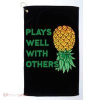 Plays Well With Others Upside Down Pineapple Meaningful Gift Polyamory Gift Golf Towel thumb 0