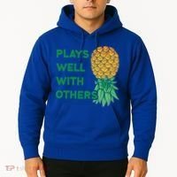 Plays Well With Others Upside Down Pineapple Meaningful Gift Polyamory Gift Hoodie thumb 2