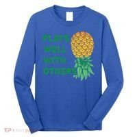 Plays Well With Others Upside Down Pineapple Meaningful Gift Polyamory Gift Long Sleeve Shirt thumb 0