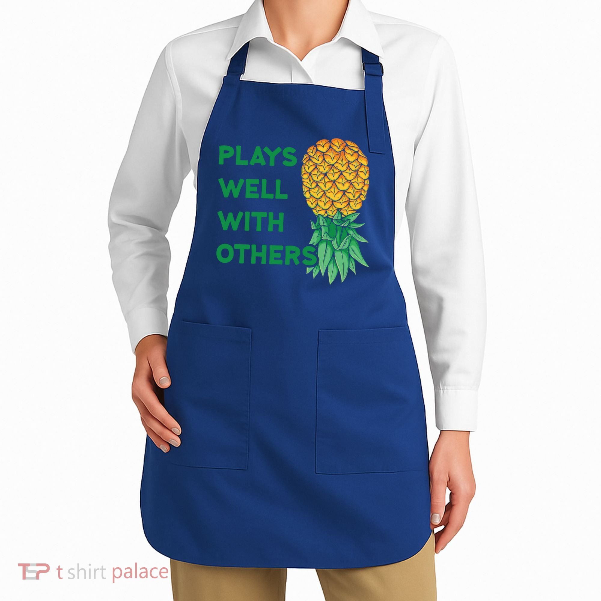 Plays Well With Others Upside Down Pineapple Meaningful Gift Polyamory Gift Apron