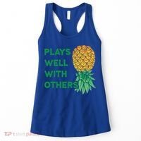 Plays Well With Others Upside Down Pineapple Meaningful Gift Polyamory Gift Women's Tank Top thumb 0