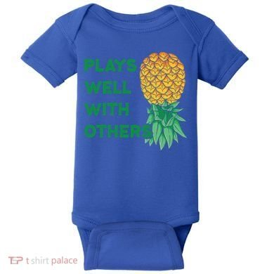 Plays Well With Others Upside Down Pineapple Meaningful Gift Polyamory Gift Baby Bodysuit