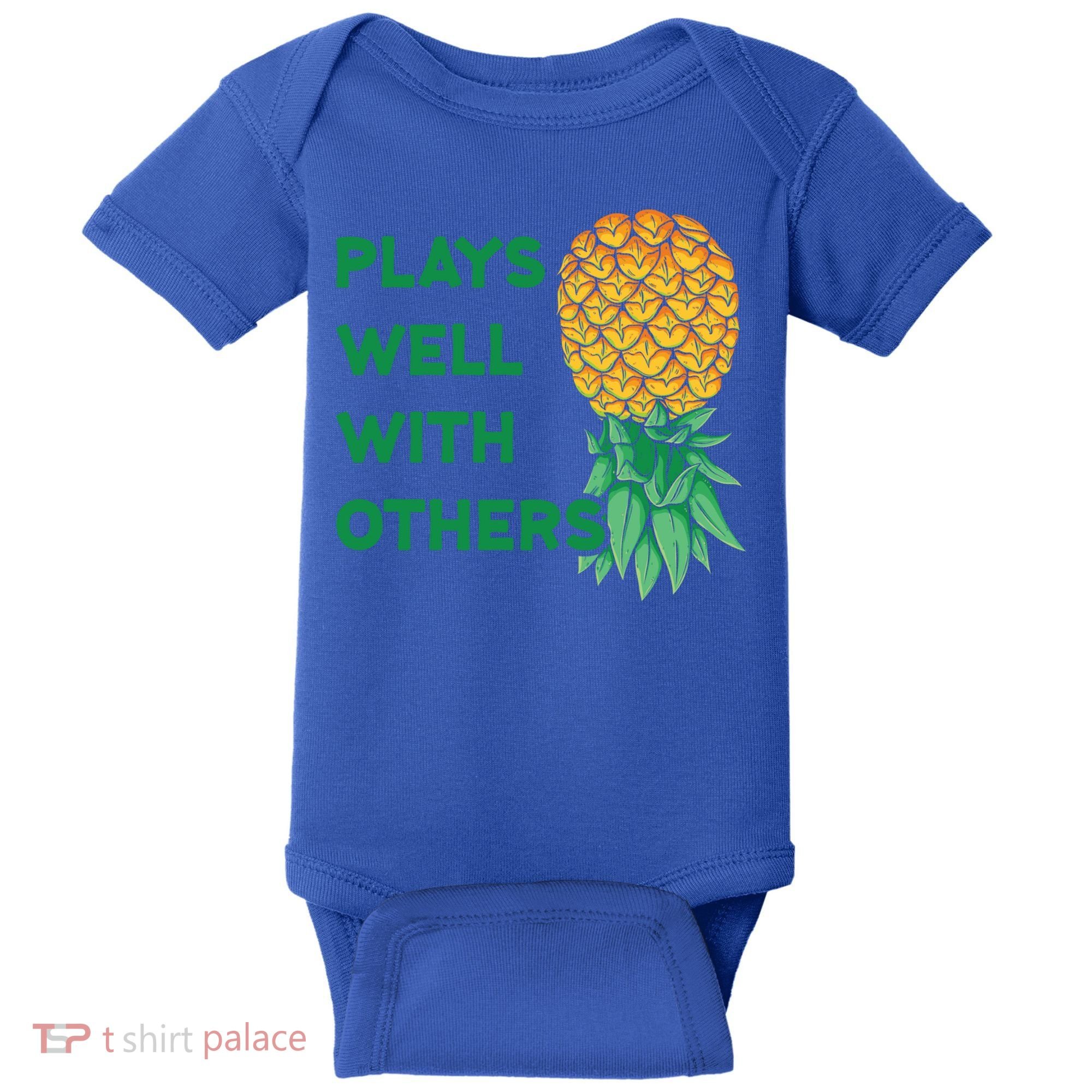 Plays Well With Others Upside Down Pineapple Meaningful Gift Polyamory Gift Baby Bodysuit