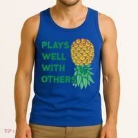 Plays Well With Others Upside Down Pineapple Meaningful Gift Polyamory Gift Tank Top thumb 3
