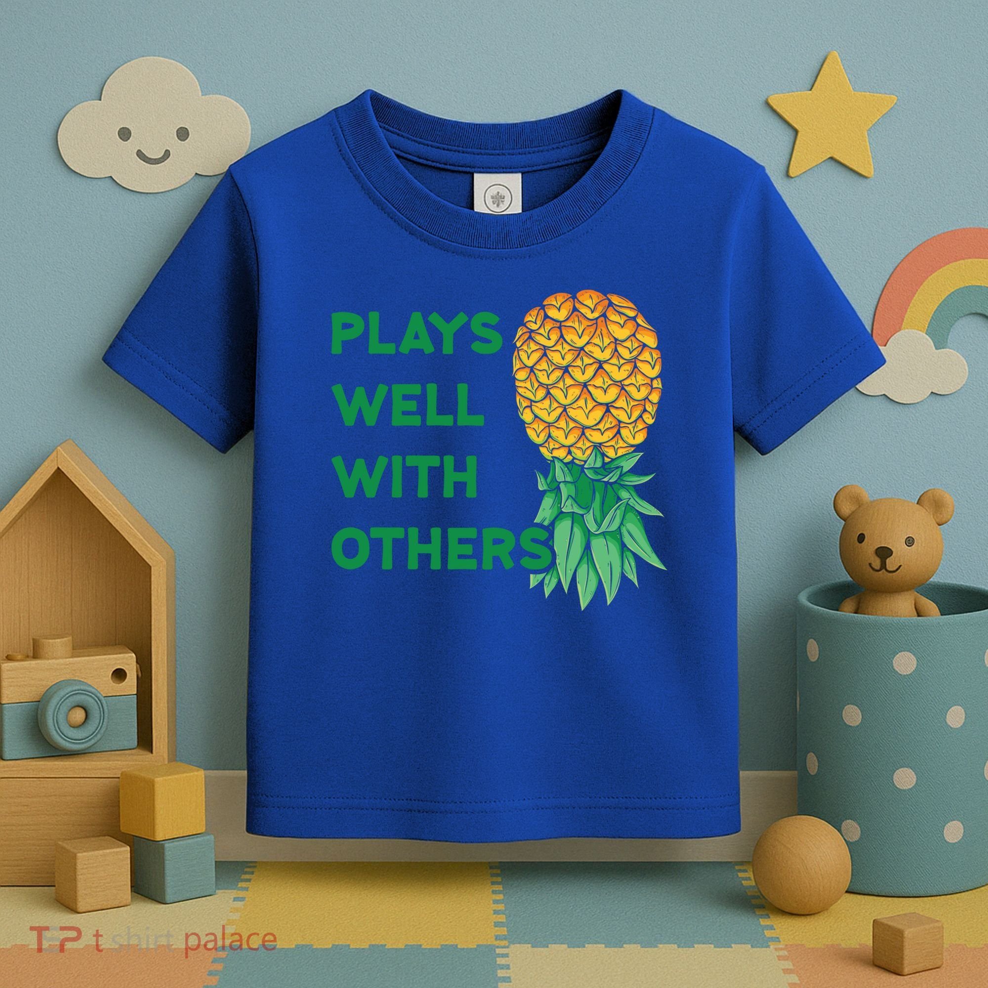 Plays Well With Others Upside Down Pineapple Meaningful Gift Polyamory Gift Toddler T-Shirt