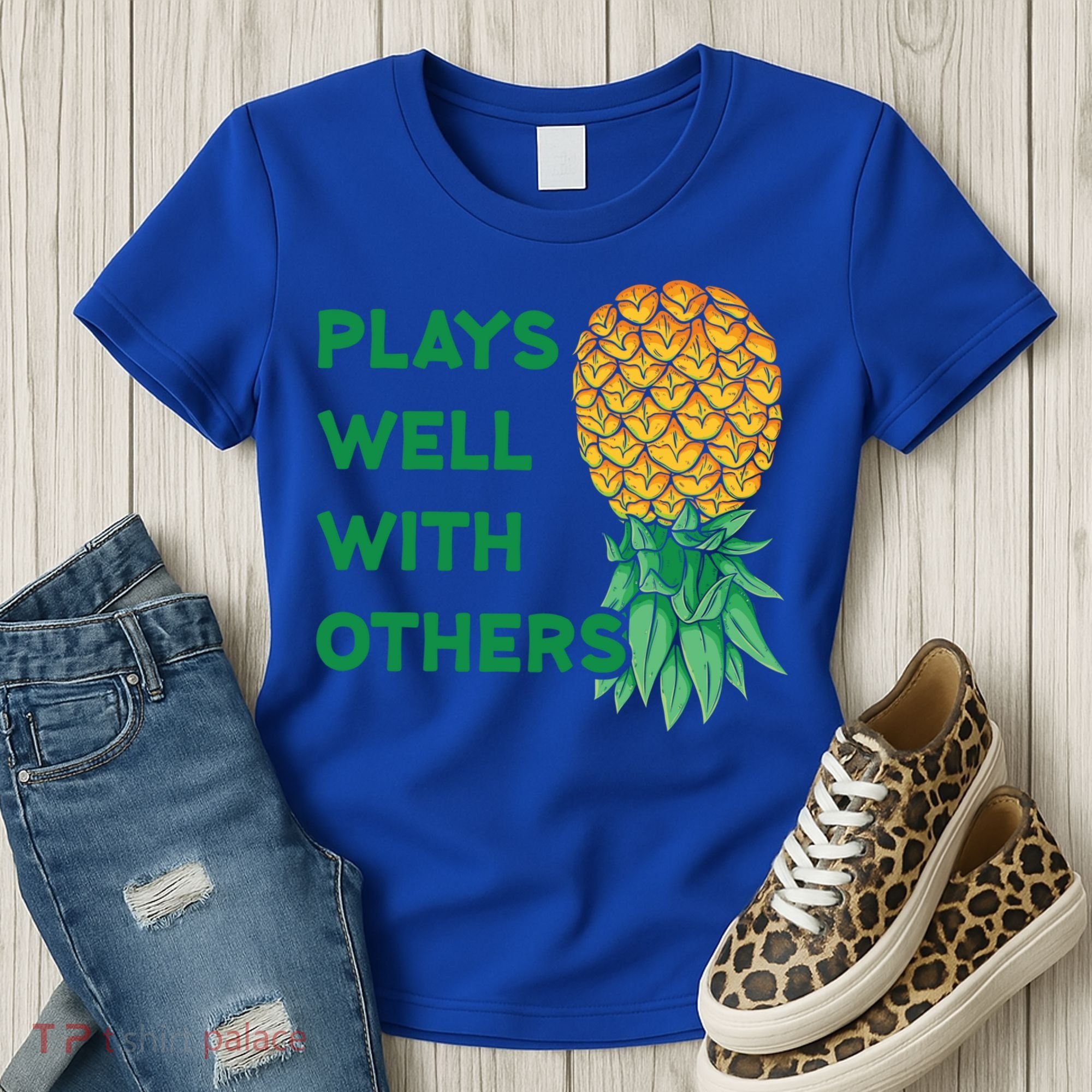 Plays Well With Others Upside Down Pineapple Meaningful Gift Polyamory Gift Women's T-Shirt