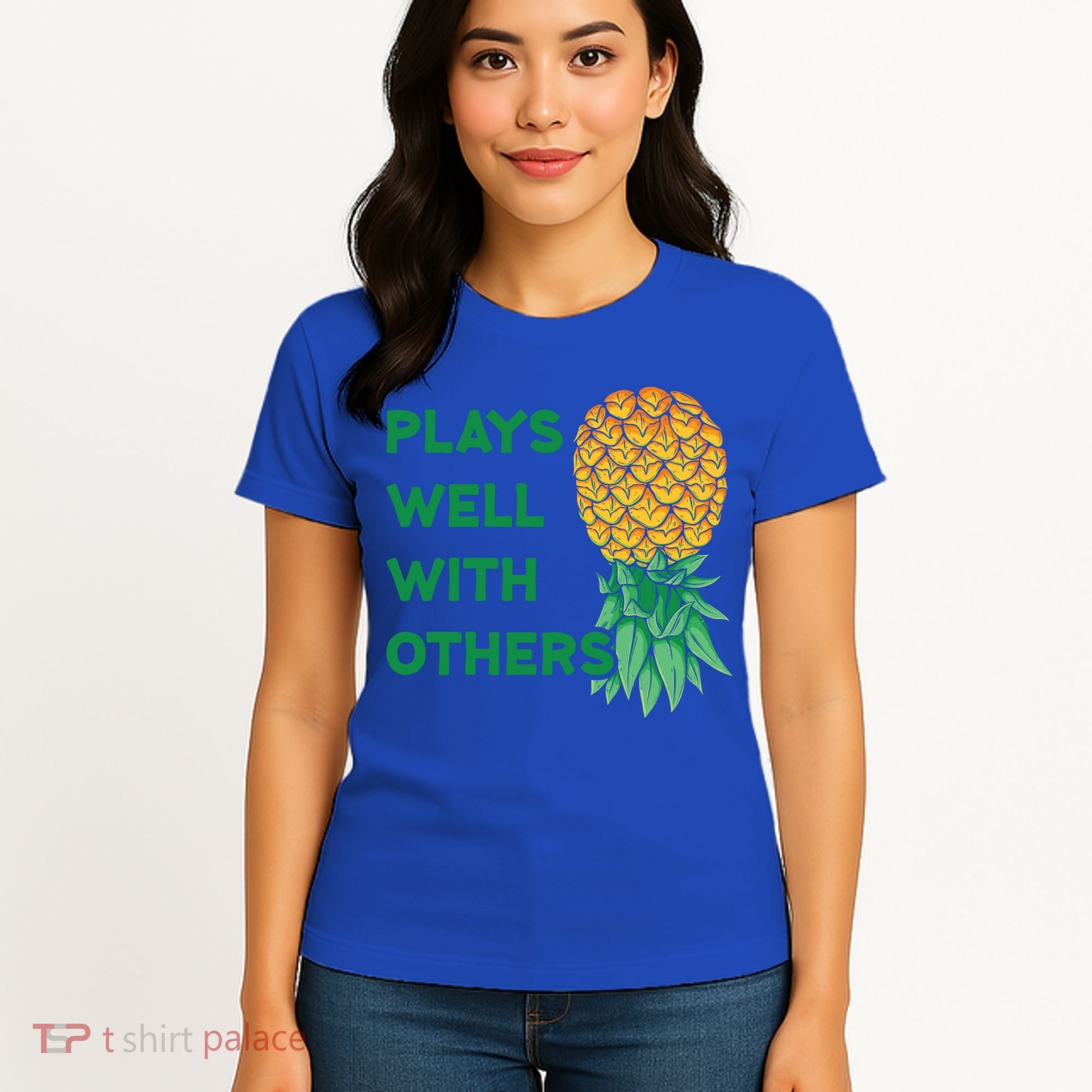 Plays Well With Others Upside Down Pineapple Meaningful Gift Polyamory Gift Women's T-Shirt
