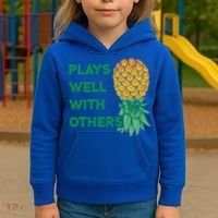 Plays Well With Others Upside Down Pineapple Meaningful Gift Polyamory Gift Kids Hoodie thumb 3