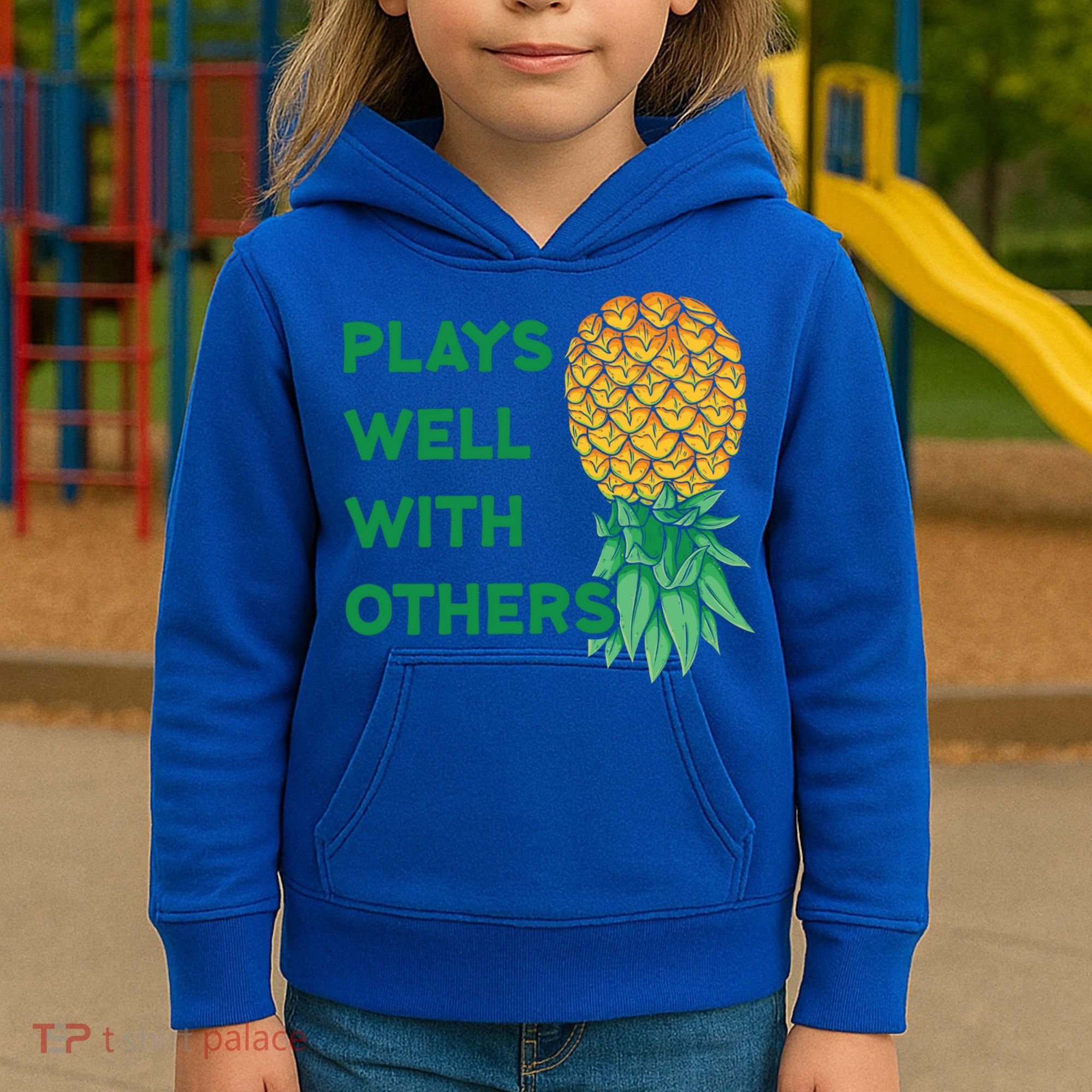 Plays Well With Others Upside Down Pineapple Meaningful Gift Polyamory Gift Kids Hoodie