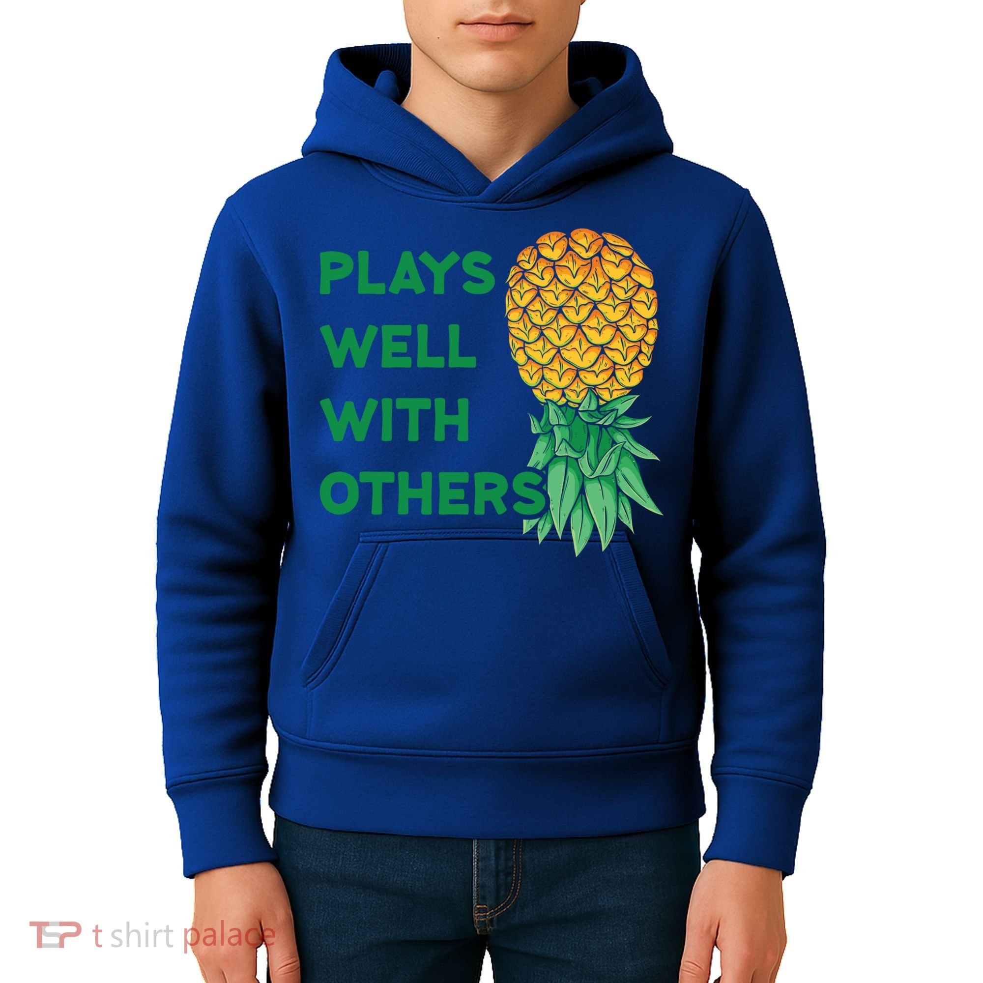 Plays Well With Others Upside Down Pineapple Meaningful Gift Polyamory Gift Kids Hoodie