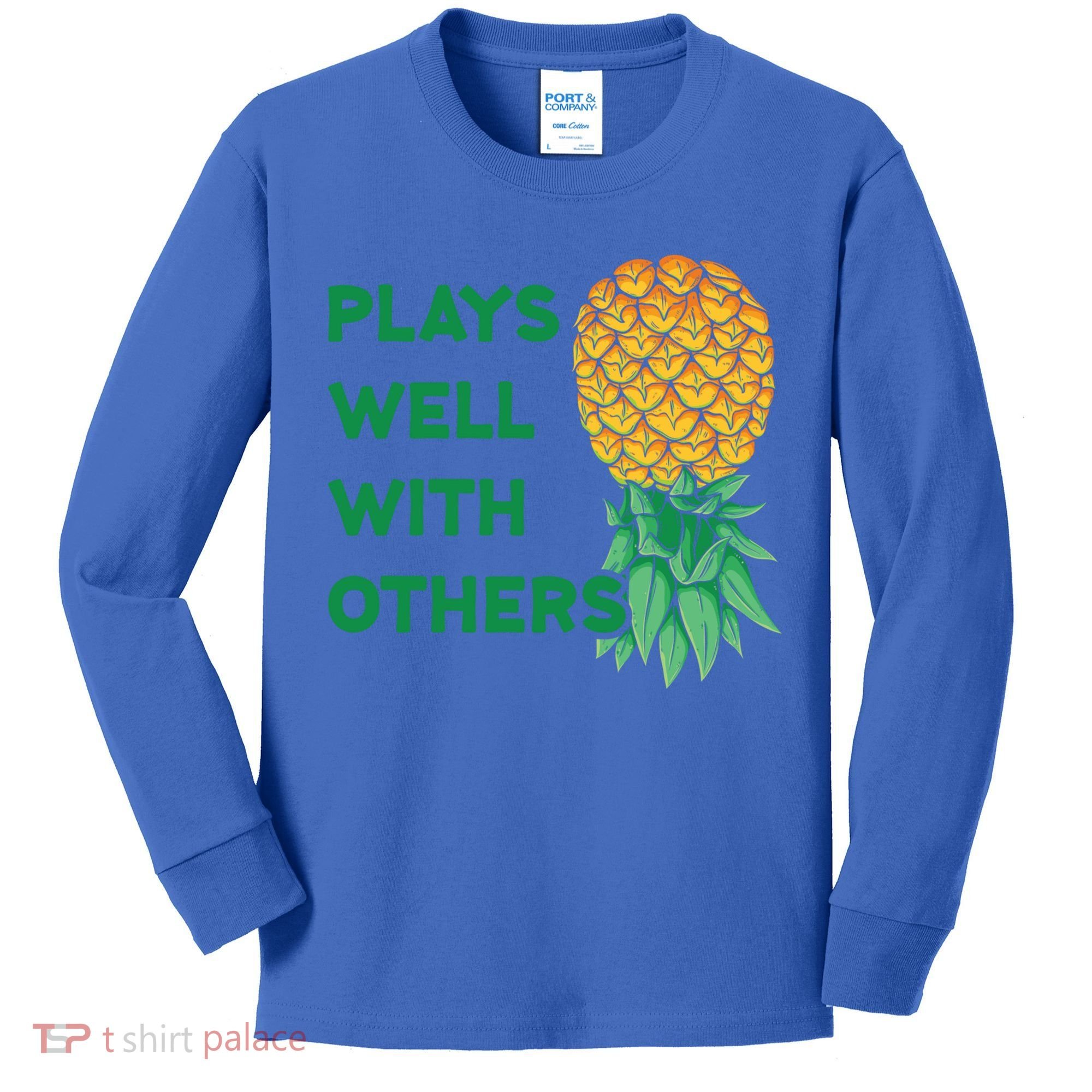 Plays Well With Others Upside Down Pineapple Meaningful Gift Polyamory Gift Kids Long Sleeve Shirt