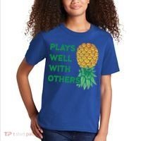 Plays Well With Others Upside Down Pineapple Meaningful Gift Polyamory Gift Kids T-Shirt thumb 2