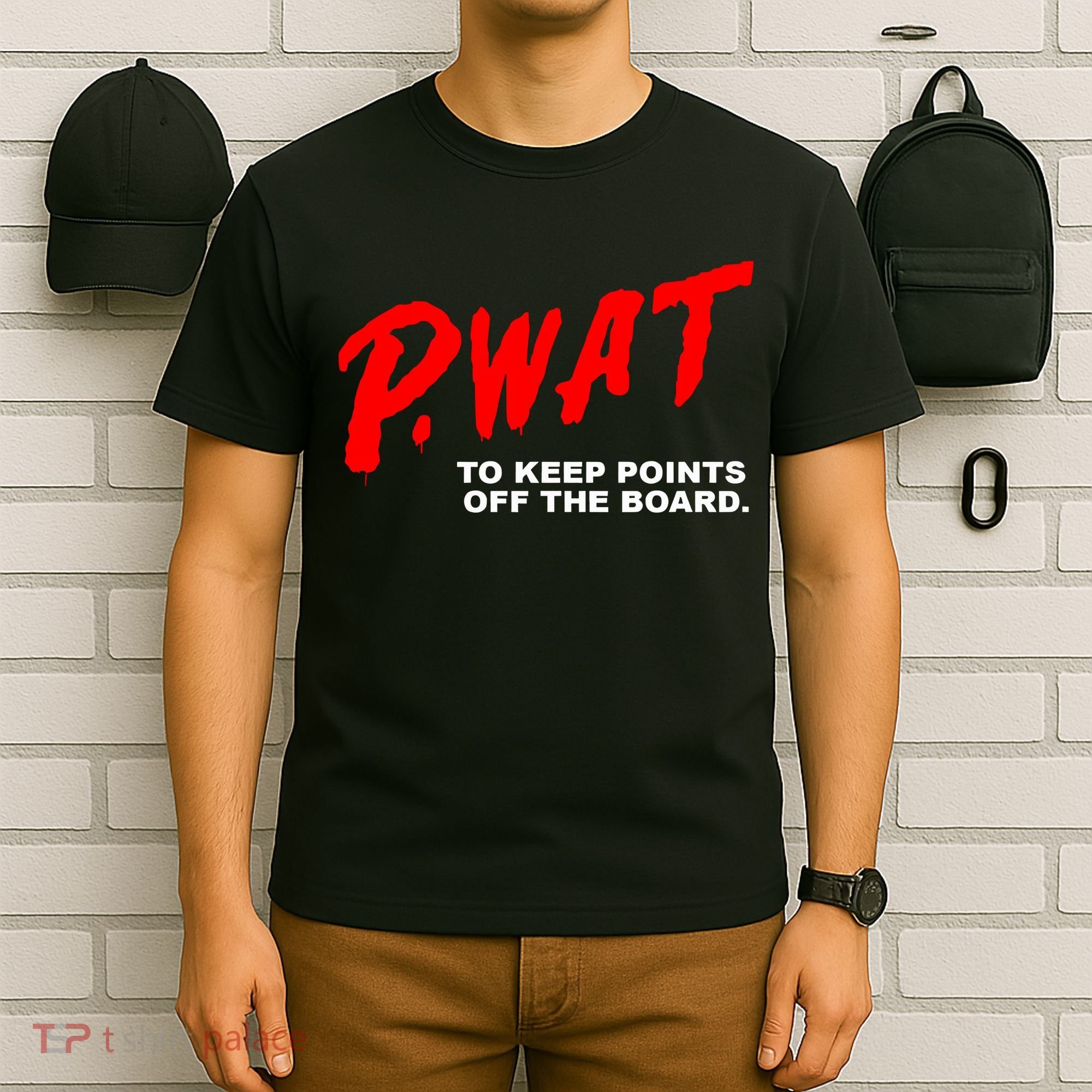 Peyton Watson Wearing P.Wat Too Keep Points Off The Board T-Shirt