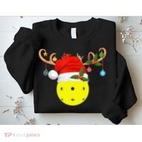 Pickleball Xmas Gift Reindeer Santa Hat Pickleball Christmas TShirt Sweatshirt thumb 2
