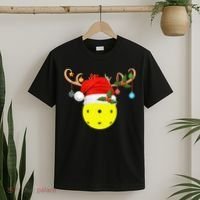 Pickleball Xmas Gift Reindeer Santa Hat Pickleball Christmas TShirt T-Shirt thumb 2