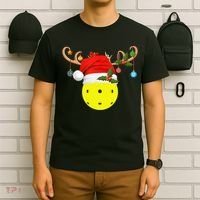 Pickleball Xmas Gift Reindeer Santa Hat Pickleball Christmas TShirt T-Shirt thumb 6