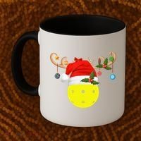 Pickleball Xmas Gift Reindeer Santa Hat Pickleball Christmas TShirt Coffee Mug thumb 2