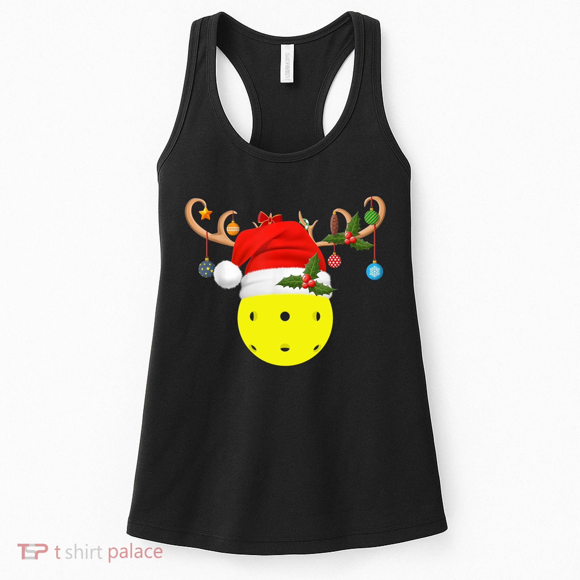Pickleball Xmas Gift Reindeer Santa Hat Pickleball Christmas TShirt Women's Tank Top