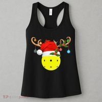 Pickleball Xmas Gift Reindeer Santa Hat Pickleball Christmas TShirt Women's Tank Top thumb 3