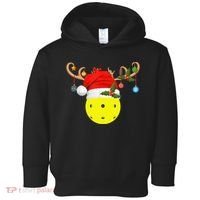 Pickleball Xmas Gift Reindeer Santa Hat Pickleball Christmas TShirt Toddler Hoodie thumb 0